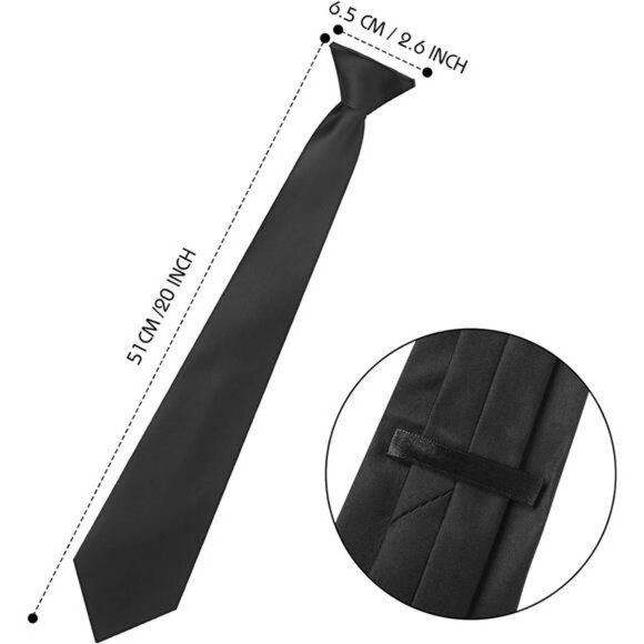 Mens Clip On Ties Pre Tied Solid Color Neckties 20 Inch Office Uniform - Picture 3 of 7